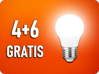 E27 LED izzó 3,7W, 320lm, G45, 4+6 gratis! Meleg fehér