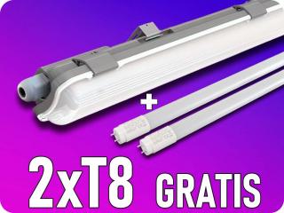 IP65 tartó LED csőhöz 120cm + 2x LED cső 18W, 1850lm gratis! Hideg fehér