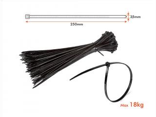 Kábelkötegelő 3.5x250mm, fekete, 100db csomagban [11169]
