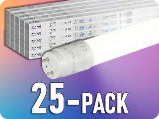 LED cső T8 18W, 1850lm, G13, Nano műanyag, 120cm/25-PACK! Meleg fehér