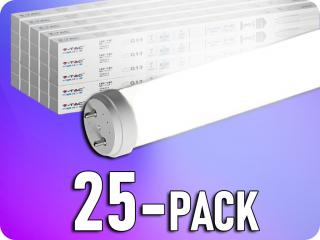 LED cső T8, 20W, 2100lm, G13, üveg, 150cm/25-PACK! Meleg fehér