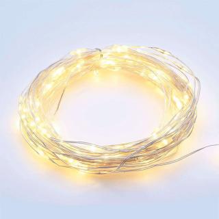 LED dekoratív ezüst lánc, időzítővel 10 m, 100 LED, 3xAA, IP44 [X01100115, X01100215] Hideg fehér [X01100215]