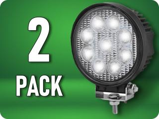 Led Epistar munkalámpa, 27W, kerek 2200lm, 12/24V, IP67/2-PACK! [L0076]