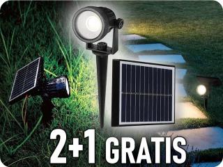 LED-es napelemes spotlámpa 2W, 40lm, IP65, fekete, 2+1 gratis! Hideg fehér