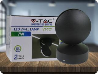 LED FALI LÁMPA 7W (770 LM), IP65, FEKETE Természetes fehér