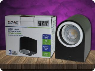 LED fali lámpa GU10, fekete, IP44, ovális, kültéri sorozat