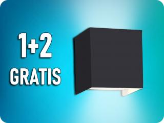 LED fali lámpa LEDOM 2x3W, 450lm, IP54, fekete, 1+2 gratis! Természetes fehér [478147]