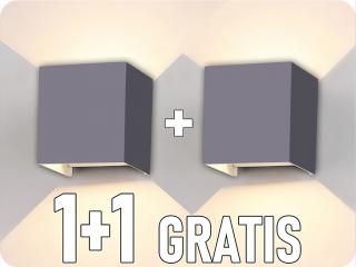 LED fali lámpa LEDOM 2x3W, 450lm, IP54, szürke, 1+1 gratis! Meleg fehér [478160]
