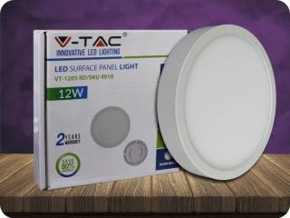 LED felszíni panel tápegységgel, 12W, 900lm, kör, PREMIUM Hideg fehér
