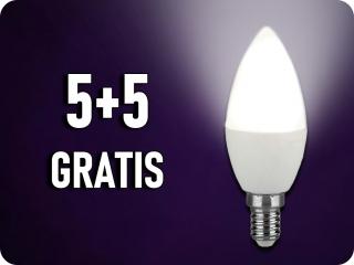 LED izzó E14, C37, 2,9W, 250lm, 180°, 5+5 gratis! Hideg fehér