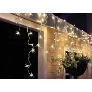 LED karácsonyi medál jégcsapok, 360 LED, 9mx0,7m, 6m betáplálás, kültéri, meleg fehér fény [1V401-WW]