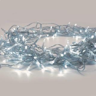 LED kültéri karácsonyi lánc, 300 LED, 14,95m, 3m vezeték, 8 funkció, IP44, áttetsző kábel, hideg fehér [X08300222]
