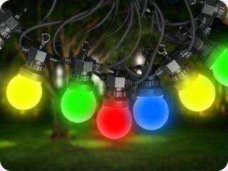 LED láncfény 10x 0.5W RGB LED izzók, 5m, 24V, IP44
