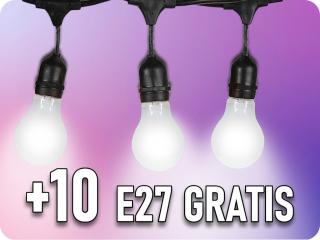 LED láncos zseblámpa + 10 x E27 LED izzó gratis! Hideg fehér