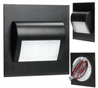 LED lépcsőházi lámpa Drako 1,5W, 30lm, 12V, fekete, 6000K [AD-OS-6164L6/B] Hideg fehér