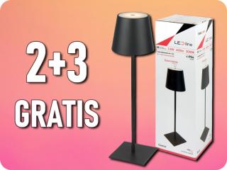 LED line® asztali lámpa TAZA 3.5W, 400lm, CCT, IP54, újratölthető, 2x2000mAh, fekete, 2+3 gratis! [203853]