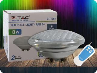 LED medencelámpa, 8W (800lm), PAR56, 12V, IP68, RGB