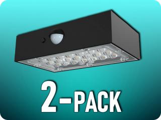 LED napelemes fali lámpa érzékelővel 3W, 350lm, 4000K+3000K, fekete/2-PACK!