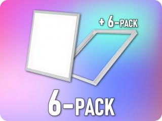 LED panel tápegységgel, 60x60cm, 40W, 4950lm + szerelési burkolatok/6-PACK! Természetes fehér