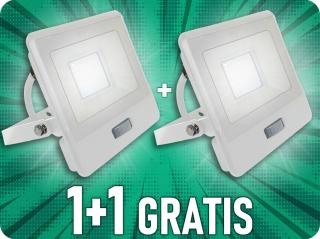 LED reflektor PIR érzékelővel, 20W, 1510lm, Samsung chip, 1m kábel, 100°, IP65, fehér, 1+1 gratis! Természetes fehér