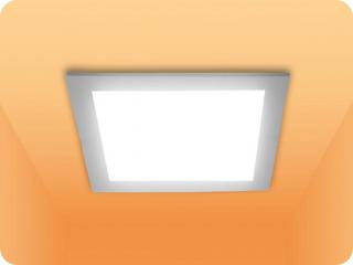 LED süllyesztett panel tápegységgel 3W, 330lm, Háttérvilágítású, négyzet alakú, IP20 Meleg fehér