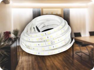 LED SZALAG VÍZÁLLÓ 230V, 10,5W/M, 1000LM/M, IP65, 10M-ES CSOMAGBAN Hideg fehér