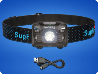 LED újratölthető fejlámpa Supfire HL06, 3 üzemmód + SOS + érzékelő, Micro-USB töltés, 5W, 500lm, 300m