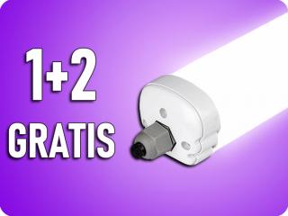 LED vízálló lámpa 36W, 4320lm (120lm/W), IP65, 120cm, 1+2 gratis! Természetes fehér