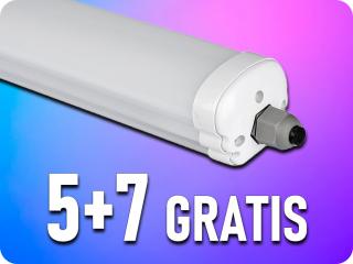 LED vízálló lámpa 36W, 4320lm (120lm/W), IP65, 120cm, 5+7 gratis! Természetes fehér