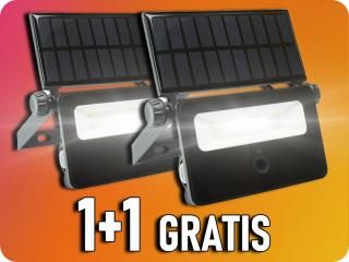 Napelemes lámpa PIR érzékelővel (sötétedés után is működik), 2W, 200lm, 1800mAh, IP65, 6000K, 1+1 gratis! [SLI050001]