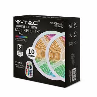 RGB LED szalag szett 4,8W/m, 2x5m + tápegység + vezérlés, IP20