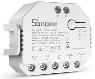 Smart Wi-Fi kapcsoló Sonoff Dual R3 Lite, AC:100-240V, 3300W/15A 2200W/10A