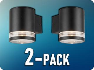 Solar LED fali lámpa 1W, fekete, IP54, 3000K/2-PACK!