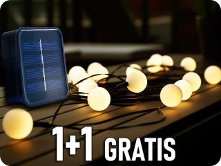 SOLAR LED lánclámpa 4,35m + 2m, 30xLED, tejszerű, meleg fehér, IP44, 1+1 gratis! [X04301423]