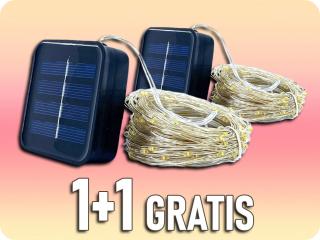 Solar LED rézlánc 20m+2m, ezüst, 200xLED, 8 funkciós, IP44,1+1 GRATIS! [X0420014, X0420024] Hideg fehér