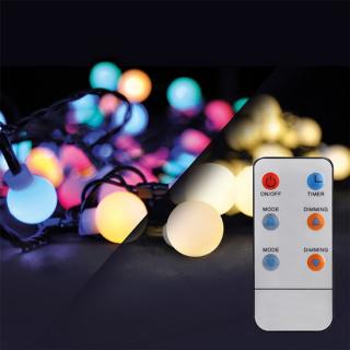 Solight LED 2in1 kültéri karácsonyi lánc, távirányító, 100xLED, RGB+W, 10m+5m, 8 funkció, IP44 [1V08-RGB]