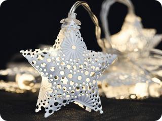 Solight LED karácsonyi csillaglánc, fém, fehér, 10LED, 1m, 2xAA, IP20 [1V224]