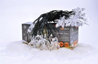 Solight LED karácsonyi lánc, csillagok, 20 LED, 3m, 3m vezeték, IP20, fehér