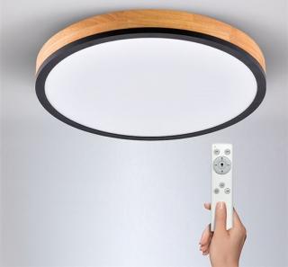 Solight LED mennyezeti lámpa távirányítóval, kerek, fa dekor, 40W, 3300lm, Ø45cm [WO805]