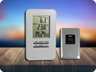 Solight vezeték nélküli hőmérő, hőmérséklet, idő, ébresztőóra, fehér, tápegység 2xAAA+2XAAA [TE44]