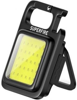 Superfire újratölthető LED kulcstartó lámpa, karabiner + mágnes, MX16, 9W, 600LM, 500mAh, 5800K, USB-C, IP44, 4 mód [MX16]