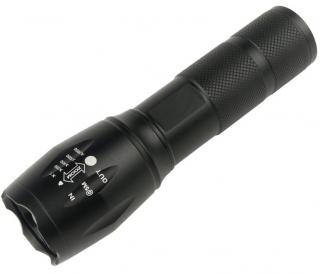 Taktikai LED zseblámpa 10W, 300lm, 1200mAh, USB töltés,, 5 mód [LA0203]