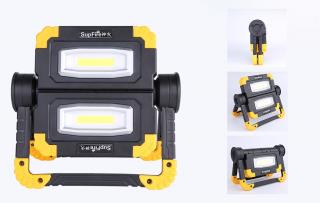 Újratölthető hordozható LED reflektor Supfire G7, 2x10W, 5000mAh, 2xUSB, 600lm/1000lm