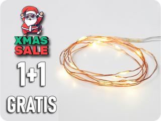 XM LED dekorációs lánc 1.2m, 12LED, meleg fehér, funkció nélkül, réz, 1+1 gratis! [X0112123]