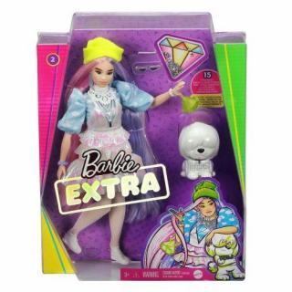 Barbie EXTRA Baba fehér kutyussal , felhős blúzban