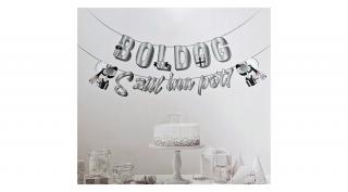 Boldog Születésnapot Banner - ezüst, csillogós