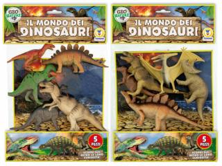Műanyag Állatszett: Dinoszauruszok 5 db-os Kétféle