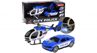 Rendőrségi járművek autó és helikopter