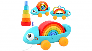 Szivárvány kaméleon puzzle montessori piramis