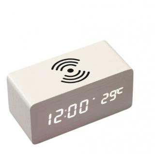 BOT digitális ébresztőóra vezeték nélküli töltéssel DB1 Barva: Bílá